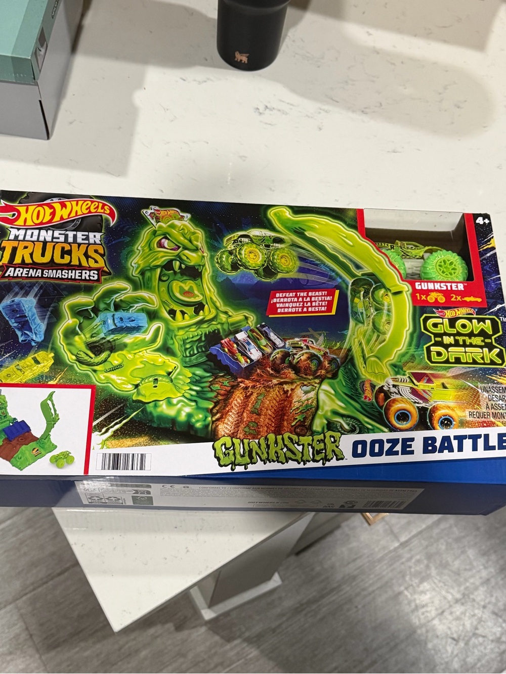 Hot Wheels Monster Trucks Gunkster Ooze Battle Playset - Green Glow